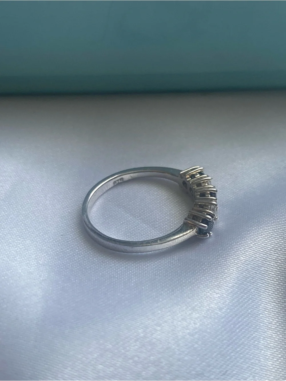 Sterling Silver Black and White Stone Cluster Ring